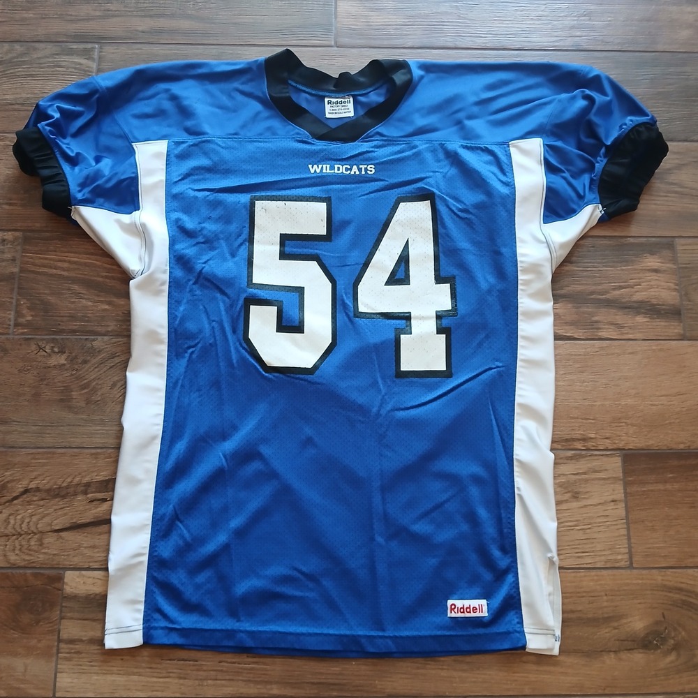 Vintage Riddell Football Jersey Mens Extra Large Blue Wildcats 54 Game Jersey